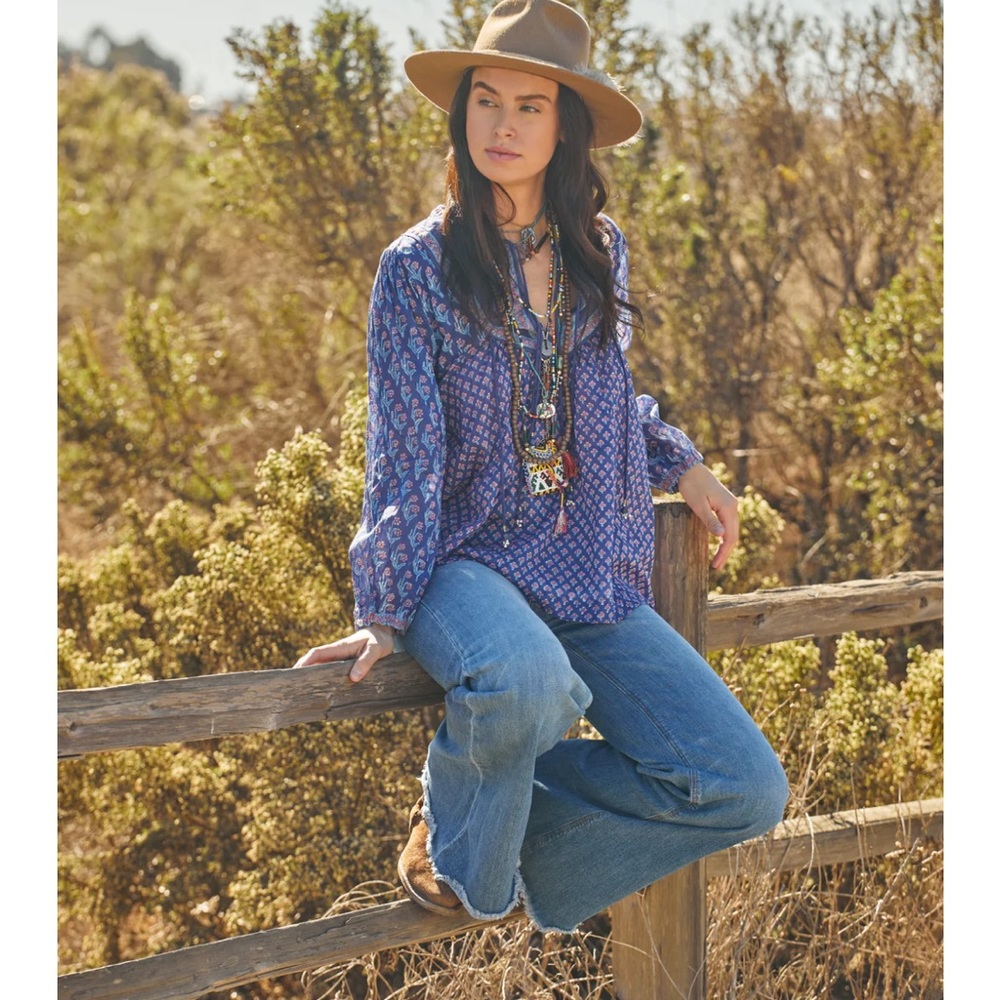 100% cotton printed hippie blouse